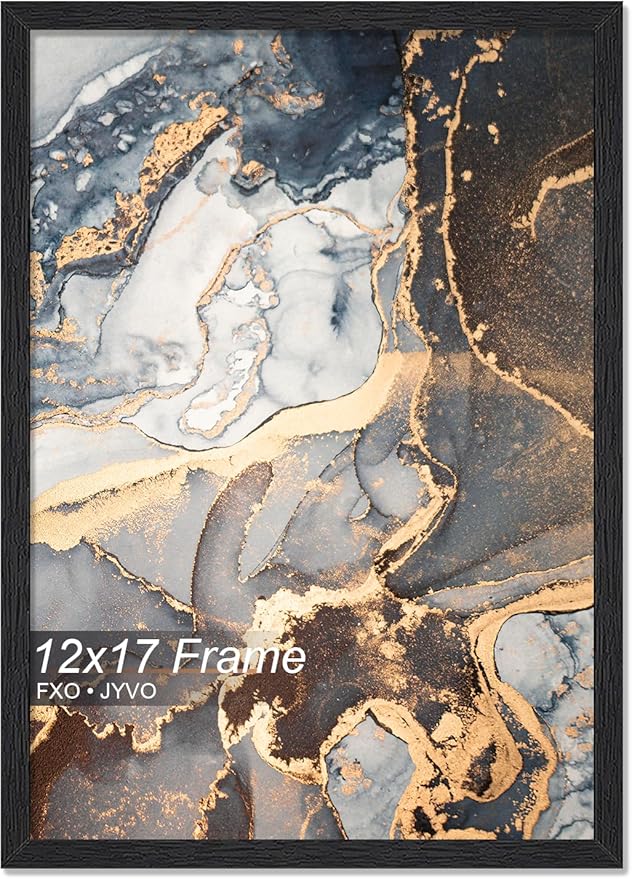 Engineered Wood 12x17 Picture Frame, Black Frame for 12 x 17 Inch Picture Poster Photo, Light Weight 12 by 17 Frame with Wood-grain for Wall - 1 Pack/Black/12 x17