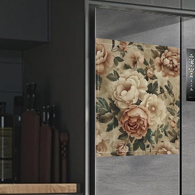 Vintage Rose Dishwasher Magnets Decorative Cover,Retro Flowers Magnet Fridge Panel Decal for Home Kitchen Decor,23x26 in