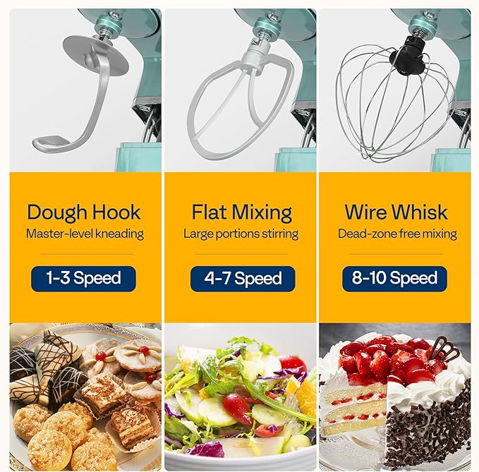 VIVOHOME 6-in-1 Stand Mixer, 8.5 Quart Electric Tilt-Head Kitchen Mixer with Bowl, Multifunctional Food Mixer for Cake, Bread, and Dough, with Meat Grinder, Blender, Pasta Maker Attachments, Blue