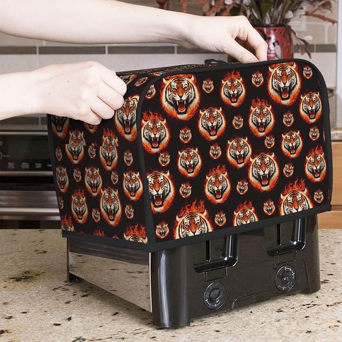 2 Slice Toaster Dust Cover Angry Fierce Wild Animal Art, Stain Resistant Washable Fabric, Fingerprint Protection Kitchen Accessories
