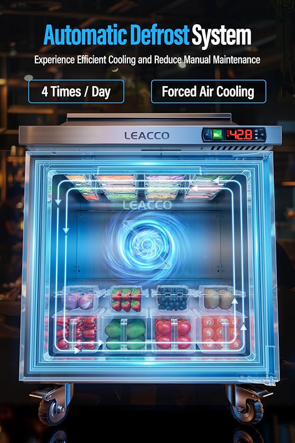 Leacco Refrigerated Sandwich Salad Prep Table, Commercial Workstation Refrigerators with 12 Pans, 28"