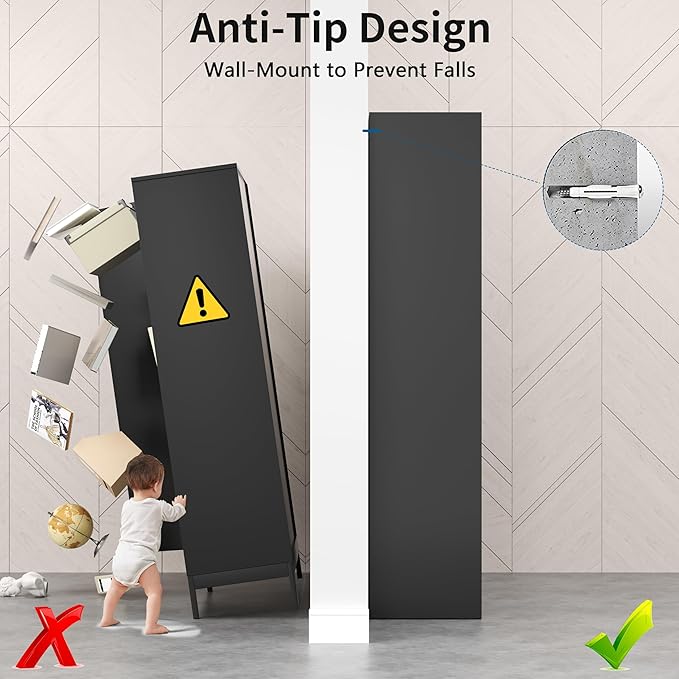71" Kitchen Pantry Storage Cabinet,Black Tall Storage Cabinet With Doors and Shelves,Metal Food Pantry Cabinets for Kitchen Storage,Freestanding Cupboard for Dining Living Room,Assemble Required