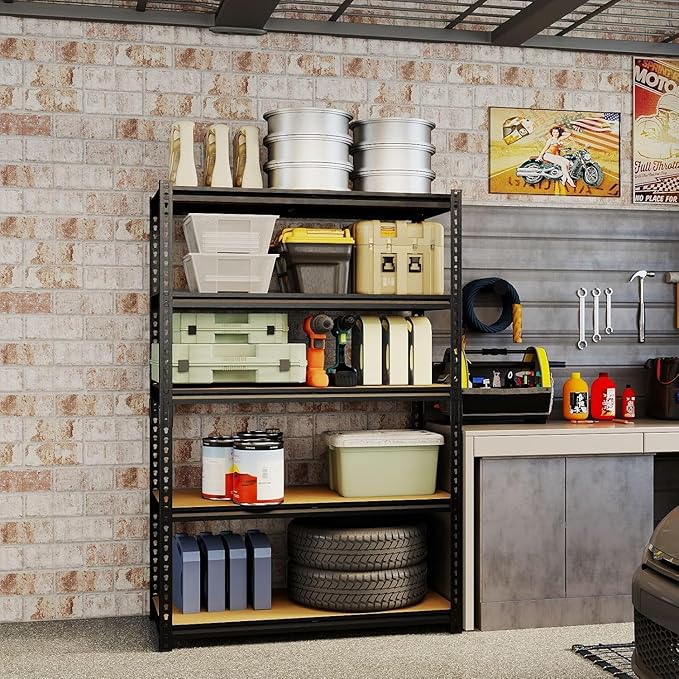 Storage Rack,2400 LBS Garage Shelving Units,16" x 35.5'' x 72'' Storage Shelves Heavy Duty, Basement Shelving, Metal Shelving Units Free Standing