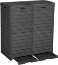 DWVO 76 Gallon Outdoor Resin Trash Can with Dual Lid and Drip Trays, 248 Quart Hideaway Garbage Bin for Porch, Backyard