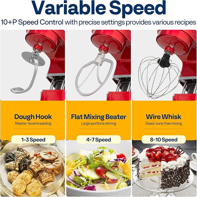 VIVOHOME 6-in-1 Stand Mixer, 8.5 Quart Electric Tilt-Head Kitchen Mixer with Bowl, Multifunctional Food Mixer for Cake, Bread, and Dough, with Meat Grinder, Blender, Pasta Maker Attachments, Red