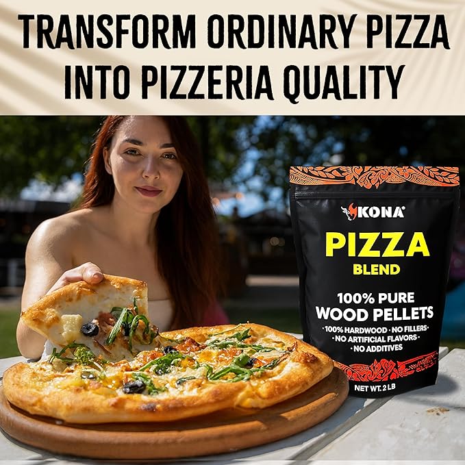 Kona Wood Pellets Pizza Blend, Intended for Ooni & Big Horn Pellet Pizza Ovens, 2lb Resealable Bag