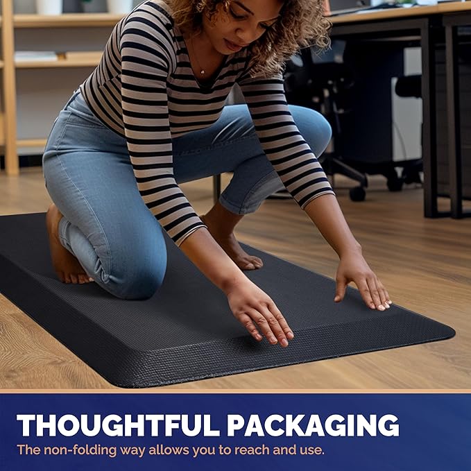 FEATOL Anti Fatigue Mat for Standing, 9/10 Extra Thick Ergonomic Standing Desk Mat, Comfort & Durable Memory Foam Standing Mat at Home,Office All Day (24" x 36", Black, 1PC)