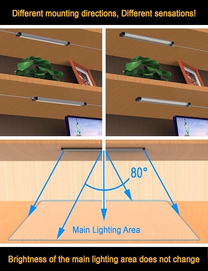 LED Under Cabinet Lighting Touch cabinet light Built-in Adjustable Cable No MESSY Wires! 3 Panel Counter Lights for Kitchen Garage Pantry Closet 3000K 1350Lm Super Bright Good for Timer Smart Plug