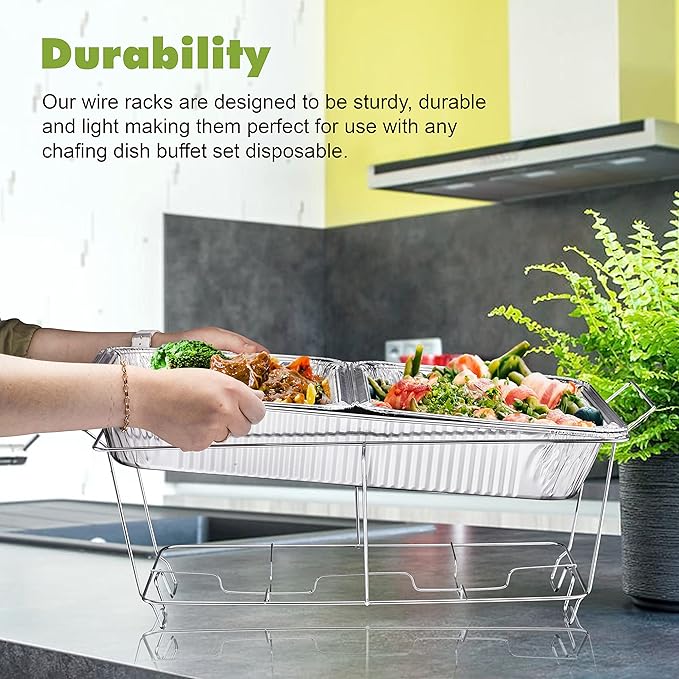 Chafing Wire Rack Buffet Stand - 24 Pack Full Size Racks For Dish Serving Trays Food Warmer catering supplies for Parties, Occasions, or Events