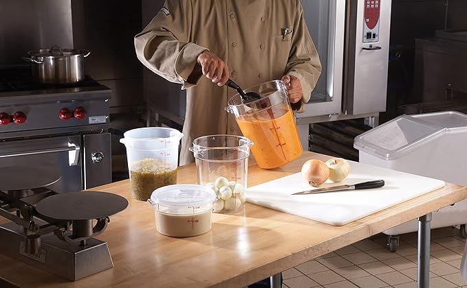 Cambro Food Storage Container with Lid (2 Pack) - Round Series - 4 QT (Quart) - Commercial Grade for Food Prep (Clear)