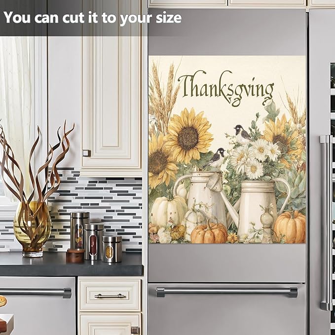 Fall Yellow Sunflower Thanksgiving Dishwasher Magnet Cover for Front Panel Magnetic Dishwasher Cover Decorative Refrigerator Magnet Covers Fridge Panel Decal for Home Decor, 23" x 26"