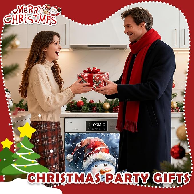 Christmas Snowman Dishwasher Magnet Cover, 23" W x 26" H Fridge Magnetic Stickers Reuseable Magnet Panel Decal Cover for Washing Machine Fridge Microwave Cabinet Kitchen Christmas Decoration