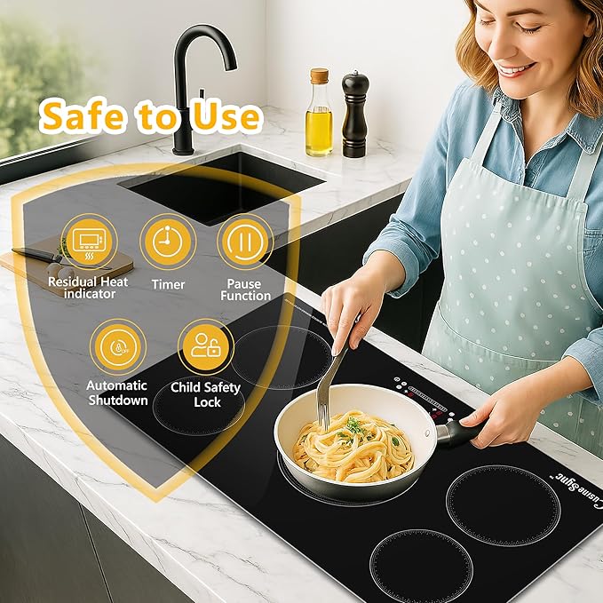 36 Inch Built-In Induction Cooktop, 5 Burner Electric Stove Top, 10800W 240V Hardwired, Touch Control with Power Boost, 9 Levels, Timer, Child Lock & Residual Heat Indicator