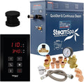 SteamSpa Premium 7.5 KW QuickStart ACU-Steam Bath Generator Package with Built-in Auto Drain in Matte Black Finish|Touch Panel Control System|PRT750MB-A