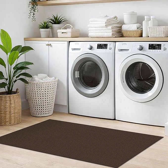 IOHOUZE Washable Runner Rug 2x5 Non Slip Runners for Hallways Entryway Runner Indoor, Kitchen Throw Rug Woven Cotton Floor Carpet for Hall Entrance Bedroom, Brown