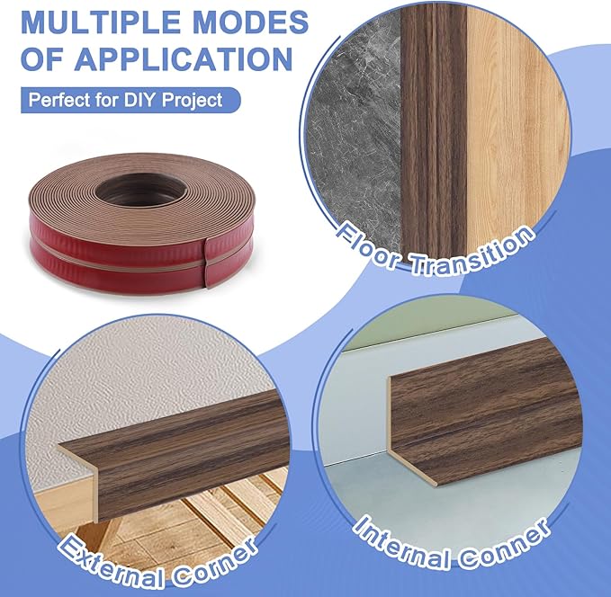 Wall Corner Protector Moulding Trim Peel and Stick Wall Corner Guards Trim Flexible Self Adhesive Edge Protector Moulding, 0.8 in x 20 Ft, Smoked Brown Wood