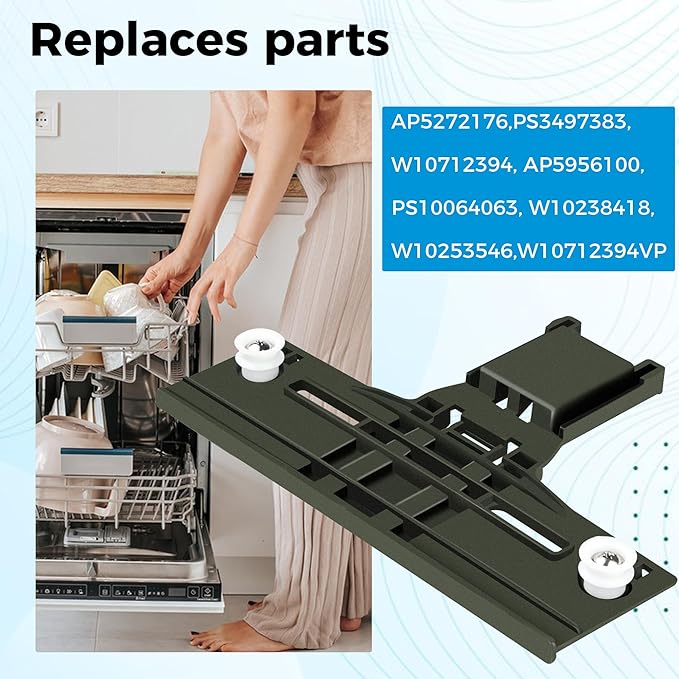 W10350376 Dishwasher Top Rack Adjuster Parts by Romalon Compatible with Whirlpool Heavy Duty Wheels Upgraded Metal Screw Replaces W10712394 Ap5956100 Ps10064063 W10238418 W10253546 W10712394Vp
