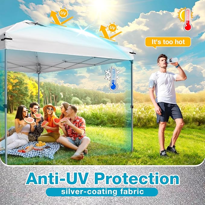 10x10 Canopy Replacement Top Cover with Air Vents for ez up Pop up Canopy Gazebo Tent, with Adjustable Strap, Waterproof & Anti-UV for Outdoor Shade (Frame Not Included) (White)