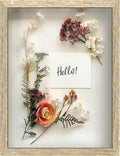 FrameWorks 12x16 Driftwood Wooden Shadow Box Frame – Soft Felt Back, Tempered Glass, and Included Elegant White Ball Push Pins