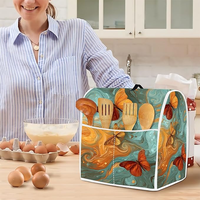 Mixer Dust Cover for 6-8 Qt Stand Mixer, Cloth Cover with 2 Storage Pockets for Stand Mixer Protective Covers Large for 6-8 Quart Mixer