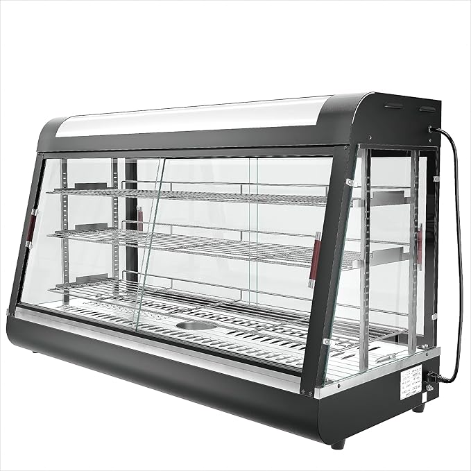 Countertop Food Warmer 48" inch,3-Tier Commercial Warmers for Food Display, Glass case, with LED Lighting Removable Shelves Pastry for Buffet Restaurant