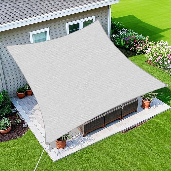 Amagenix Sun Shade Sail 25X25 Curved Edge Outdoor Shade Canopy Light Grey Breathable 95% UV Block Shade Cloth for Patio Garden Backyard (We Make Custom Size)