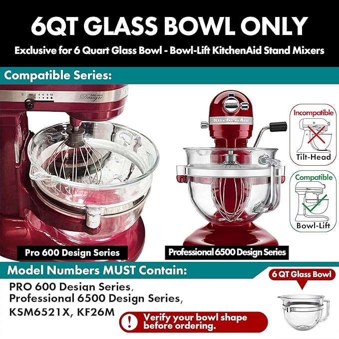 Flex Edge Beater Pro FEB6G for KitchenAid Bowl-Lift Stand Mixers With 6QT Glass Bowl- Stainless Steel Flat Beater with Replaceable Silicone Edges.