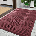 Yimobra Extra Large Door Mat 36x24, All-Season Waterproof Outdoor Mats for Front Door Entrance with Drainage Holes, Heavy Duty Non-Slip Doormat for Garage Patio Entryway Indoor, Red