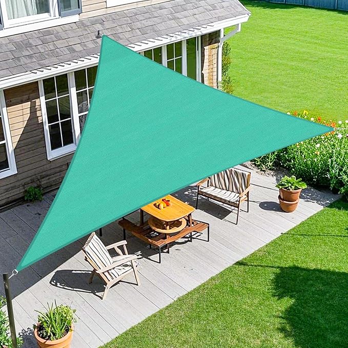 Amagenix Sun Shade Sail 9'X9'X9' Curved Edge Outdoor Shade Canopy Turquoise Breathable 95% UV Block Shade Cloth for Patio Garden Backyard (We Make Custom Size)