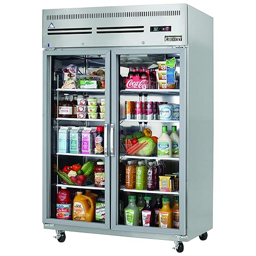 ESGR2 49-5/8' Two-Door Glass Door Upright Reach-in Refrigerator, 48-Cubic Feet, NSF