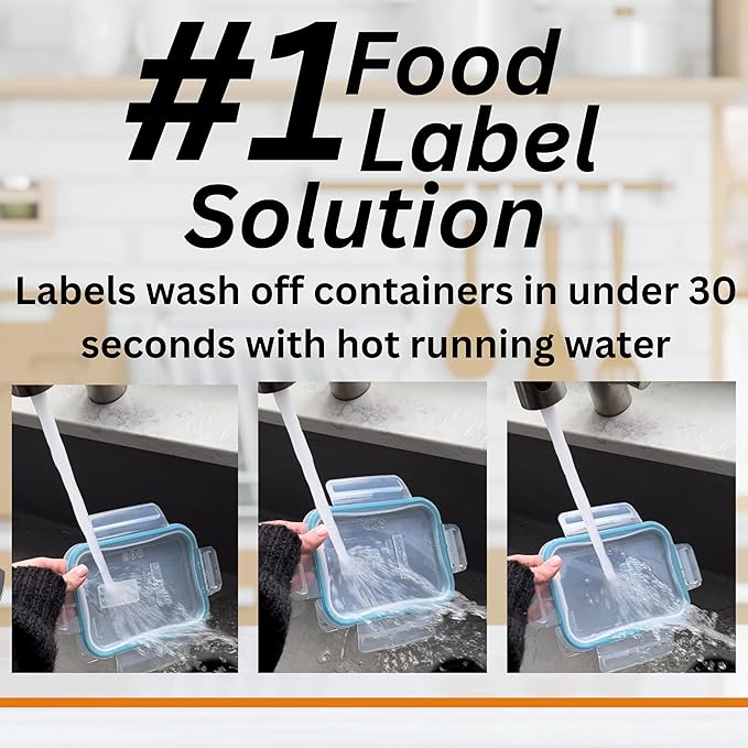 2x1 Dissolvable Food Labels, 250 Label Stickers, Bottle Labels for Storage Bins, Sticker Labels for Food containers, (250, Blue)