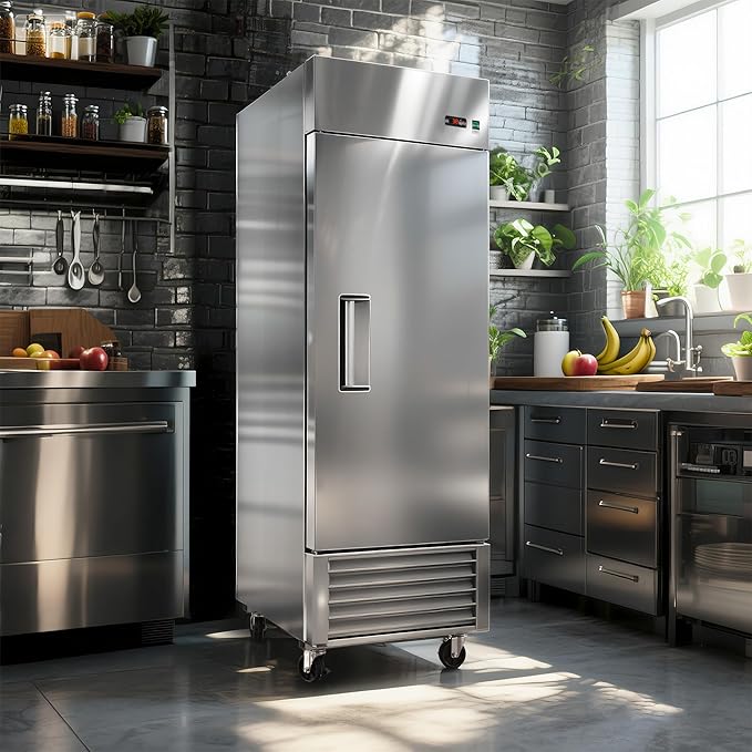 27" W Commercial Refrigerator 1 Door, 23 Cu.ft Commercial Fridge, Stainless Steel Reach-In Refrigerator Upright, ETL Approved for Restaurant, Bar, Shop