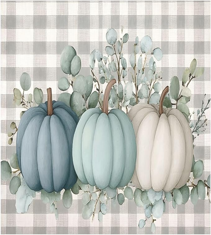 Thanksgiving Blue White Pumpkins Dishwasher Magnet Cover Panel,Fall Magnetic Dishwasher Covers Refrigerator Sticker Decal Thanksgiving Decorative Washing Machine Cover for Home Kitchen,23x26in