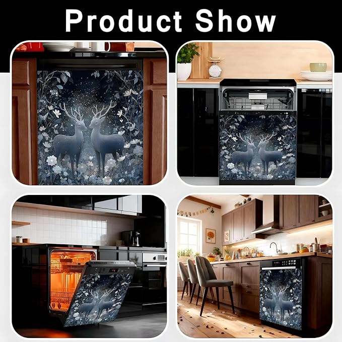 Dishwasher Magnet Cover, Dishwasher Magnetic Decoration, Animal-Themed Sticker, Dishwasher Refrigerator Protection Decoration, Kitchen Art Decoration 23x25.5 inches