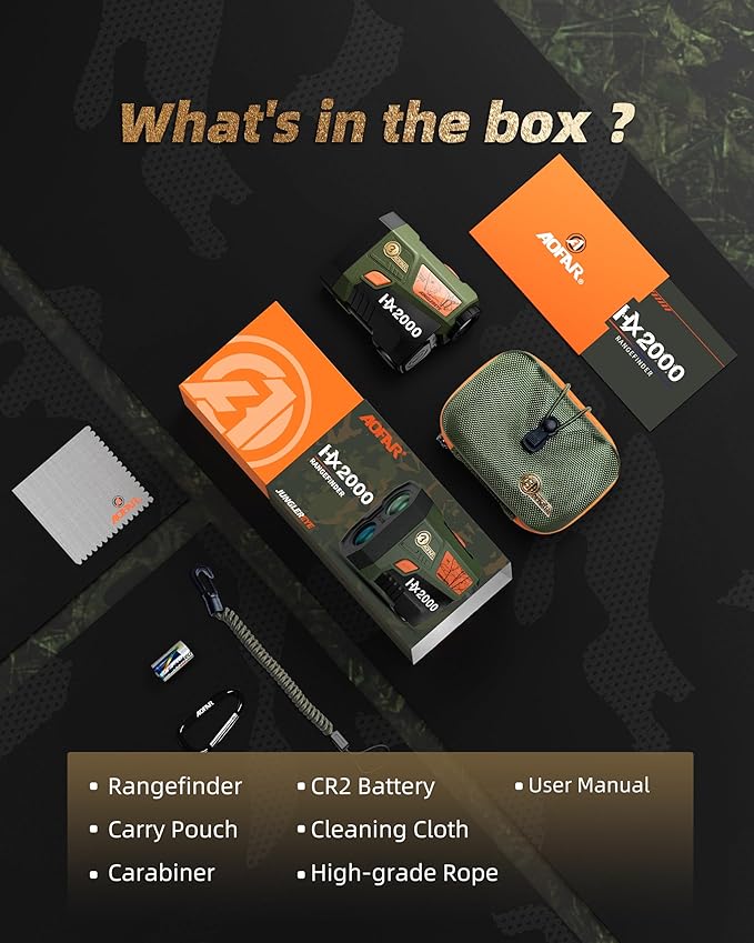 AOFAR HX2000 Hunting Rangefinder with Dual-Color OLED Display, Ultra-Clear Optics with 95%+ Transmittance of Glass, 2000 Yards with Angle and Horizontal Distance, Range, Scan, Speed Mode, Waterproof
