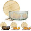 Metal Wire Mesh Fruit Baskets with Wooden Lid - Fly-Proof Indoor Solution for Fresh Fruits - Covered Fruit Bowl - Produce Cover Against Flies for Banana, Tomato and Vegetables - Green