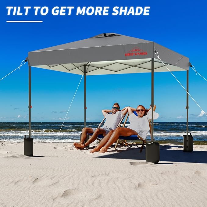 10x10 Pop Up Canopy, Easy Up Canopy Tent, Heavy Duty Tents for Parties, One Person Set Up Event Tent, Light Grey