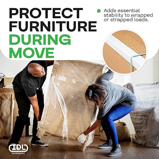 IDL Packaging 2” x 2” x 24” Cardboard Edge Protector (Pack of 20) - Corner Protectors for Shipping, Storage, & Moving – Reinforced Corner Guard Protection for Pallets, Wall Corners, & Furniture