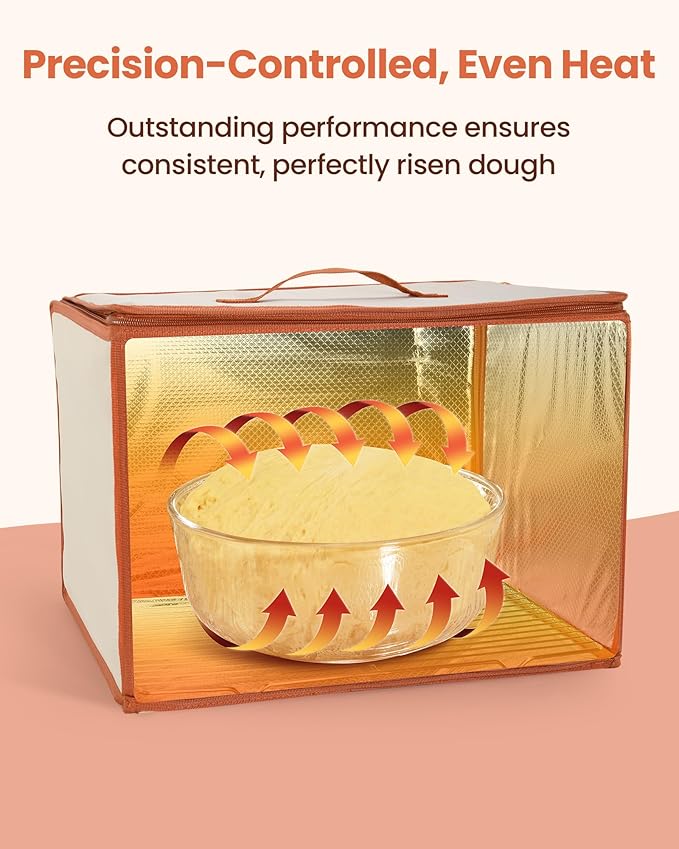 Folding Proofing Box with Metal Rack & Water Tray, Bread Proofer with 68–132°F Temp Control & 99H Timer | Dough Proofing Box for Sourdough, Pizza, Kombucha,Yogurt, Bread Baking