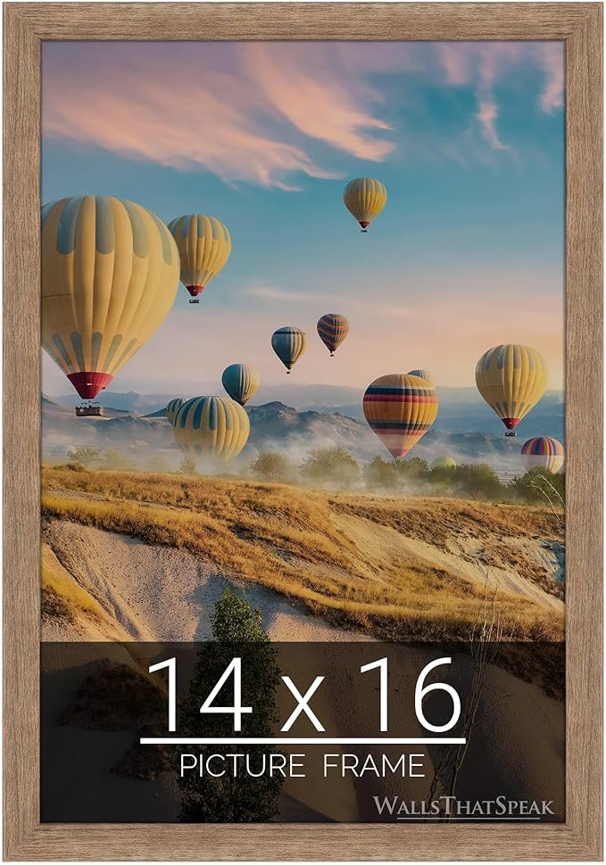 wallsthatspeak 14x16 Brown Barnwood Picture Frame for Puzzles Posters Photos or Artwork