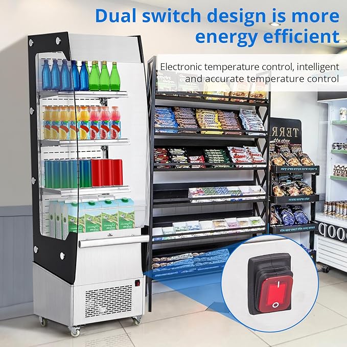 7.8 Cu.Ft Display Refrigerator Cabinet,Glass Door Commercial Fridge,LED Lighting & Adjustable Shelves,Double Glazed, White