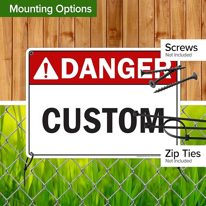 Custom Danger Sign, Ansi Sign, Osha Compliant, 10x14 Inches, 55 mil thick HDPE (high density polyethylene), Made in USA by My Sign Center