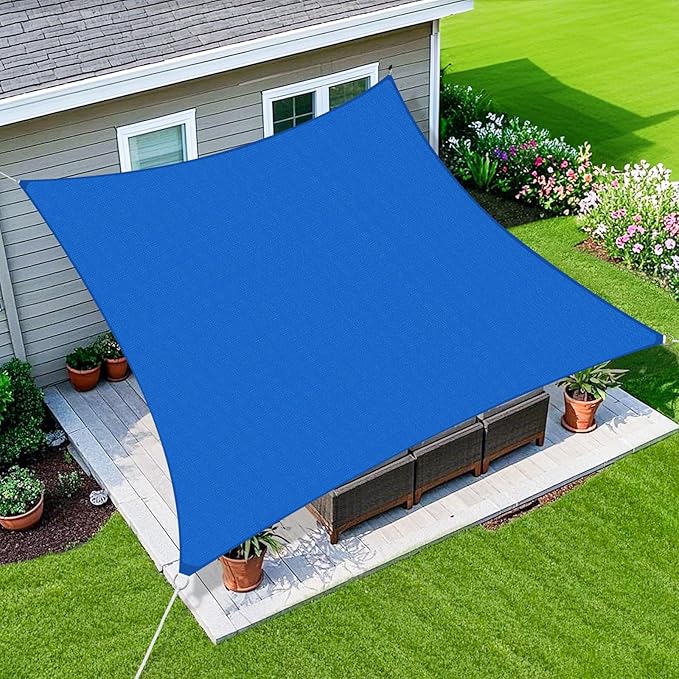 Amagenix Sun Shade Sail 4'X10' Curved Edge Outdoor Shade Canopy Blue Breathable 95% UV Block Shade Cloth for Patio Garden Backyard (We Make Custom Size)