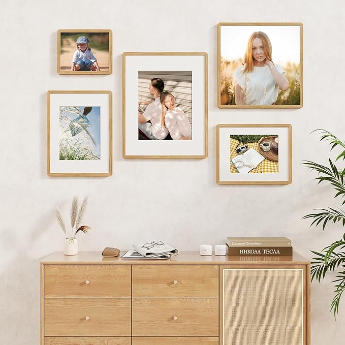 27x40 Picture Frame, 27 x 40 Poster Frame - Solid Oak Wood, 27 by 40 Frame with Tempered Glass, 27"x40" Wood Frame with Mat for 24"x36", Minimalist 27x40 Frames for Wall, Natural Oak Color, 1 Pack