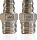 ZOUNI Reducing Hex Nipple, 304 Stainless Steel 3/8" NPT Male x 1/4" NPT Male Pipe Fitting Reducer Nipple Adapter 2000psi Reducer Straight Connector (2pcs, 3/8-1/4)
