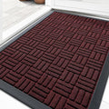 OLANLY Front Door Mat Outside Entrance 33x21, Absorbent, Heavy Duty Sturdy Natural Rubber Doormat Indoor Outdoor, Non-Slip, Stain and Fade Resistant, Low Profile Floor Mat for Entryway, Burgundy