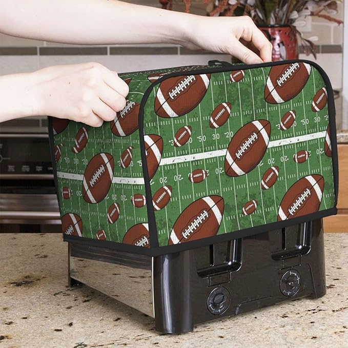 2 Slice Toaster Cover Retro American Football Field, Kitchen Appliance Dust & Fingerprint Protector, Machine Washable with Pocket
