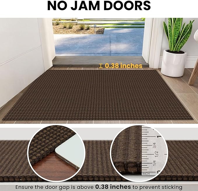 IOHOUZE Washable Runner Rug 2.6x10 Non Slip Rubber Backed Long Hallway Runner Entryway Runner Indoor, Kitchen Rugs Woven Cotton Floor Carpet for Hall Entrance, Brown