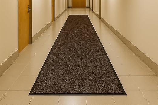 Guardian Platinum Series Indoor Wiper Floor Mat, Rubber with Nylon Carpet, 4'x17', Brown