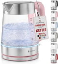 Electric Kettle for Boiling Hot Tea & Water | 1.7L Stainless Steel Borosilicate Glass Boiler With No Plastic, Automatic Shutoff, BPA Free, Fast Heating Technology (Pink)